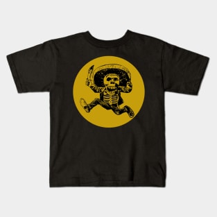 Halloween, Posada Calavera with Machete Black and Gold Kids T-Shirt